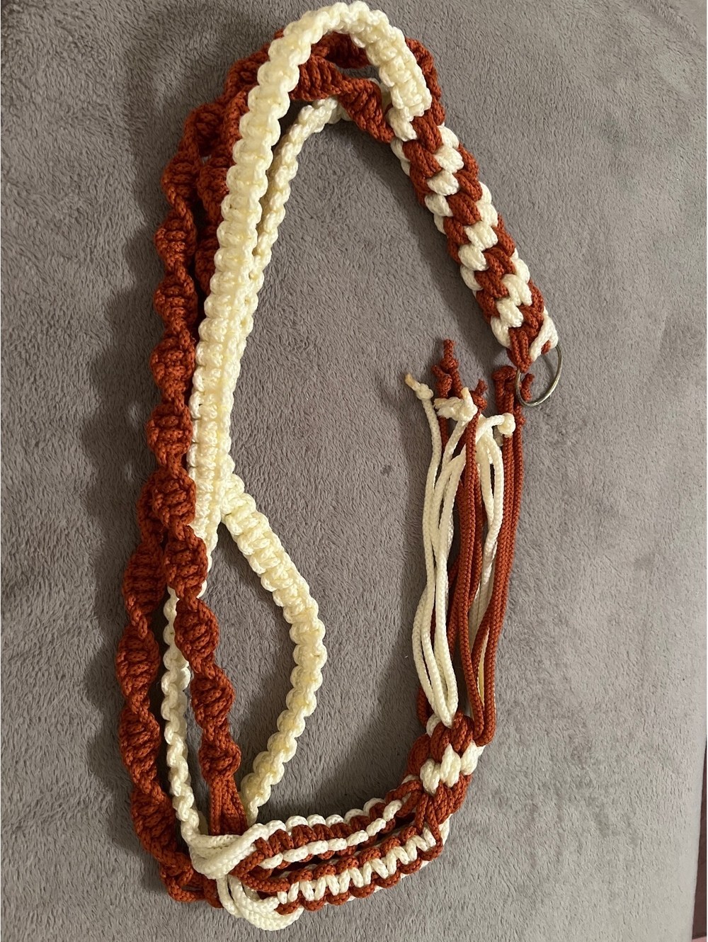 Handcrafted Braided Macrame Belt in Rust and Cream